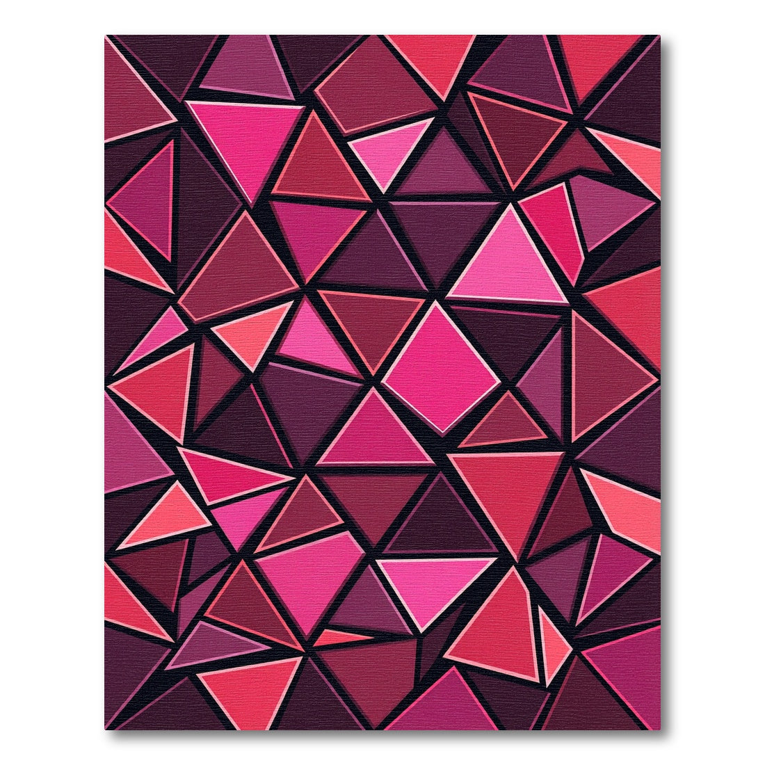 Vibrant Magenta Geometric Triangulated Abstract Rug