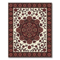 Crimson Rose Medallion Botanical Area Rug
