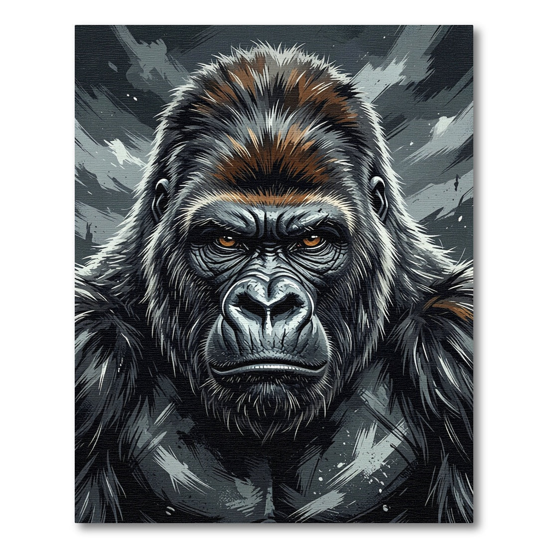 Majestic Silverback Gorilla Portrait Art Rug