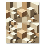 Neutral Earth Tone Geometric Cubes Rug