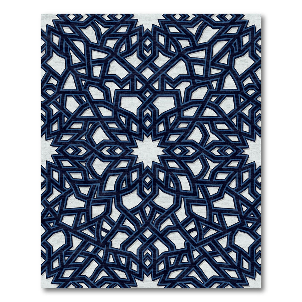 Navy Geometric Interlocking Star Tile Rug