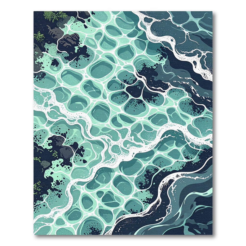 Teal Abstract Ocean Wave Ripples Rug