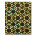 Mid-Century Retro Geometric Octagon Teal Gold Rug
