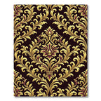 Rich Gold Burgundy Damask Flourish Rug