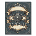 Ornate Silver Baroque Crest Scroll Ribbon Rug