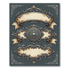 Ornate Silver Baroque Crest Scroll Ribbon Rug