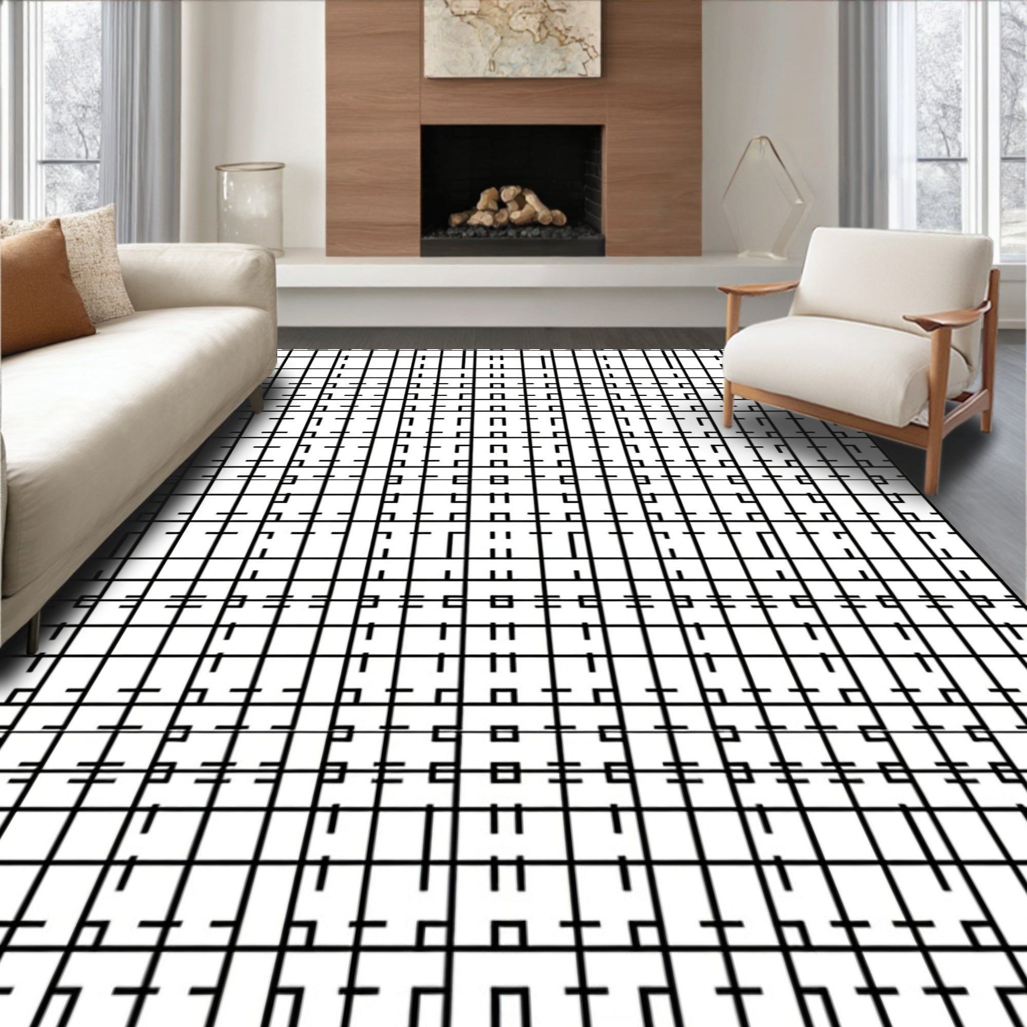 Geometric Lines Abstract Pattern Design Rug