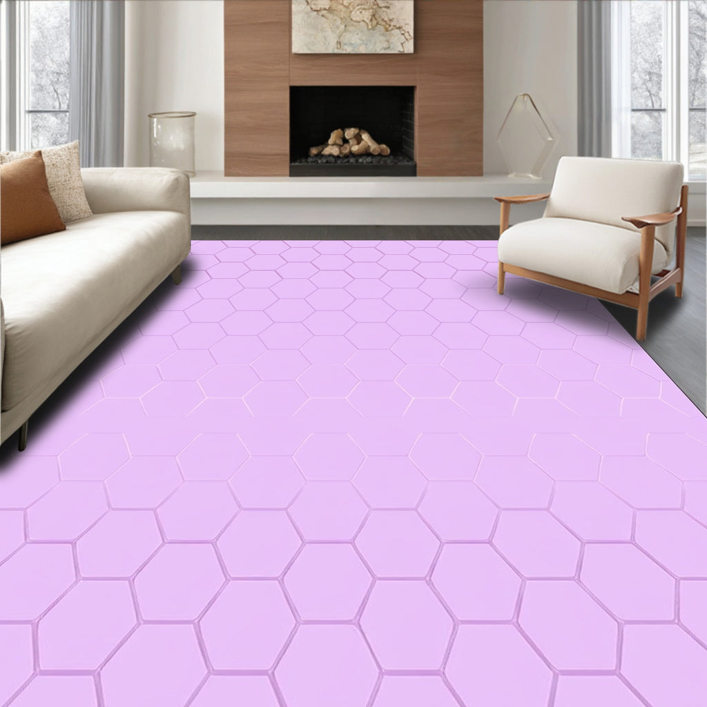 Pastel Hexagon Geometric Pattern Rug