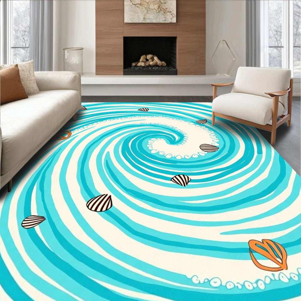 Swirl Shells Pattern Abstract Rug
