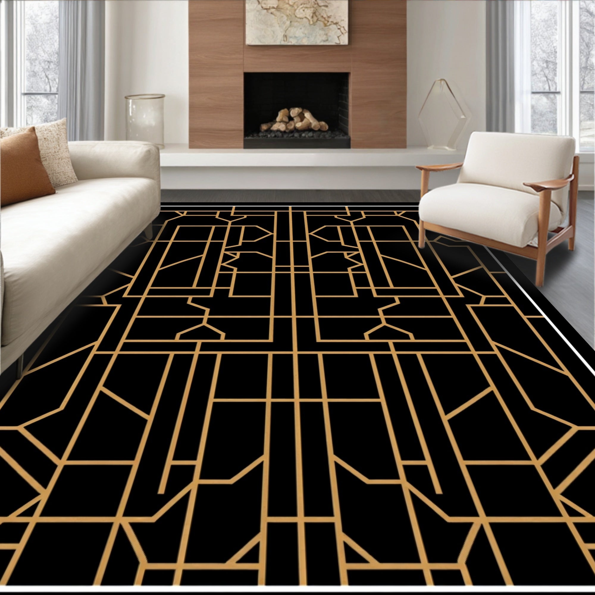 Modern Art Deco Geometric Pattern Rug