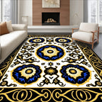 Ornate Floral Patterned Gold Rug