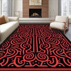 Bold Red Swirl Graphic Design Rug