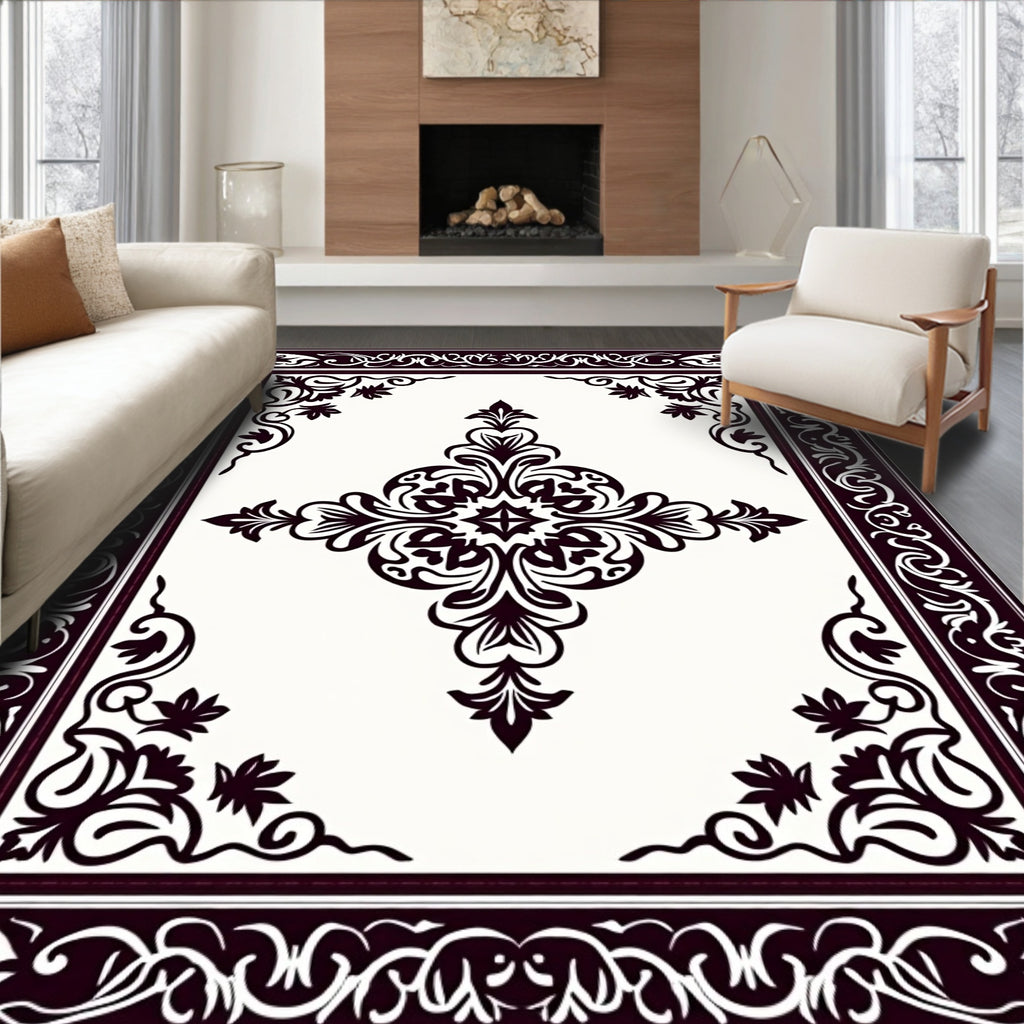 Ornate Floral Inlay Pattern Rug
