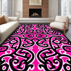 Vibrant Pink Abstract Swirl Design Rug