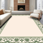 Elegant Green Floral Border Design Rug