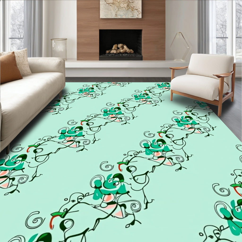 Abstract Green Swirls Pattern Rug