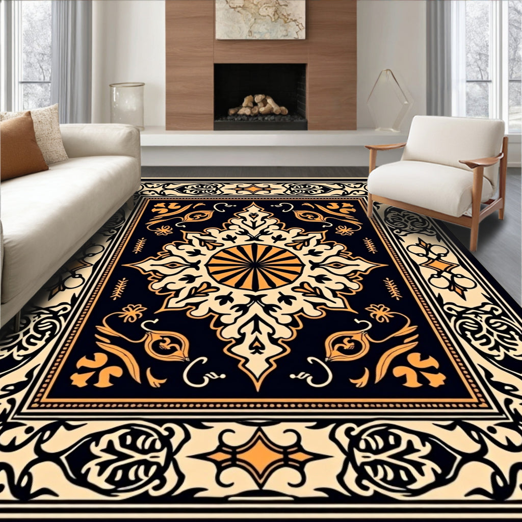 Ornate Floral Medallion Pattern Rug