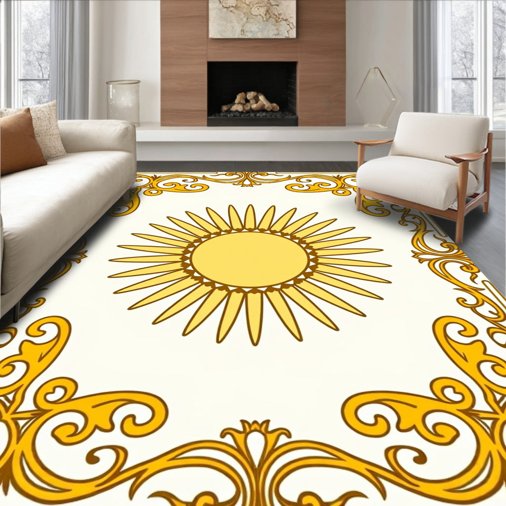 Bright Sun With Ornate Border Rug