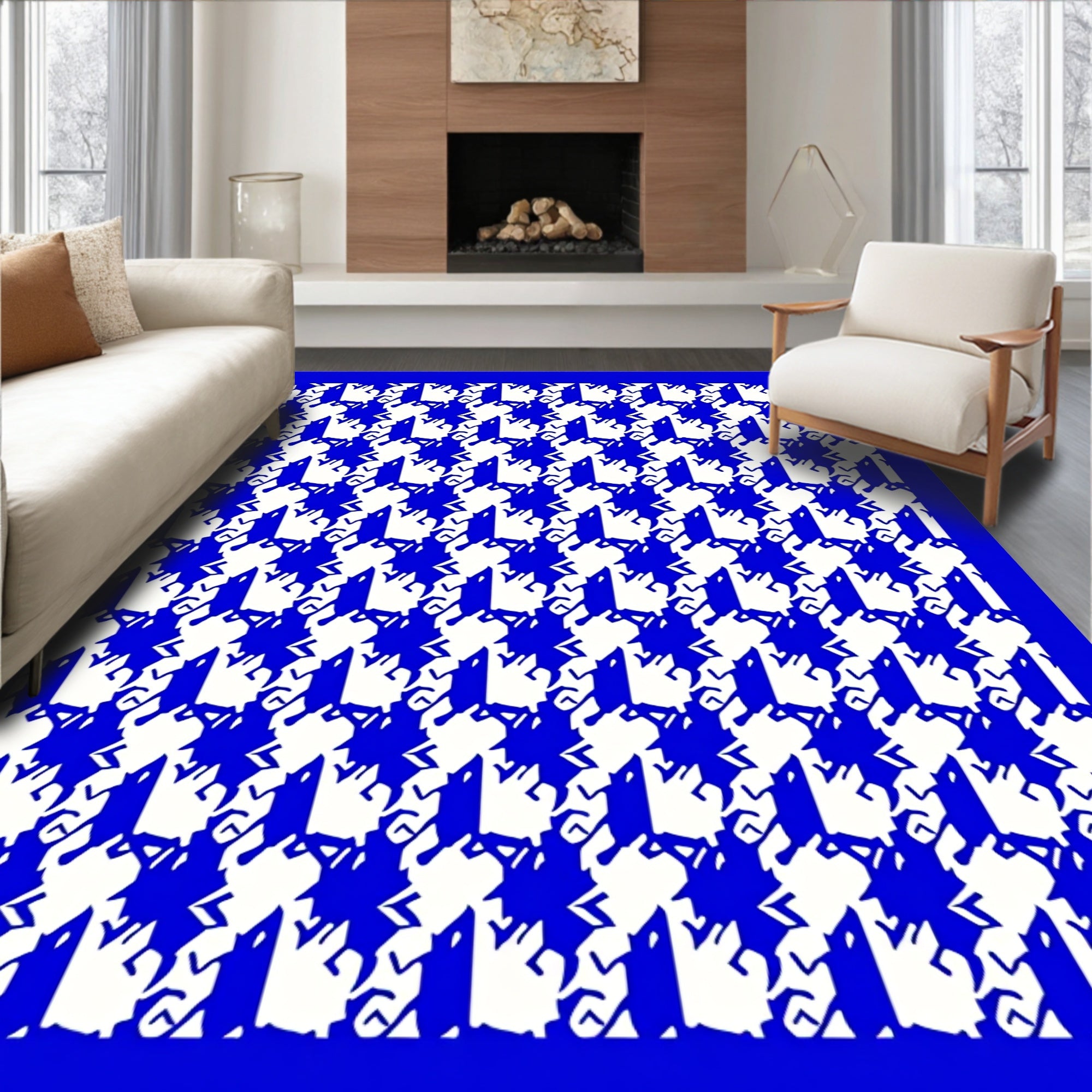 Classic Houndstooth Pattern Design Rug