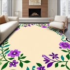 Vibrant Purple Floral Border Pattern Rug
