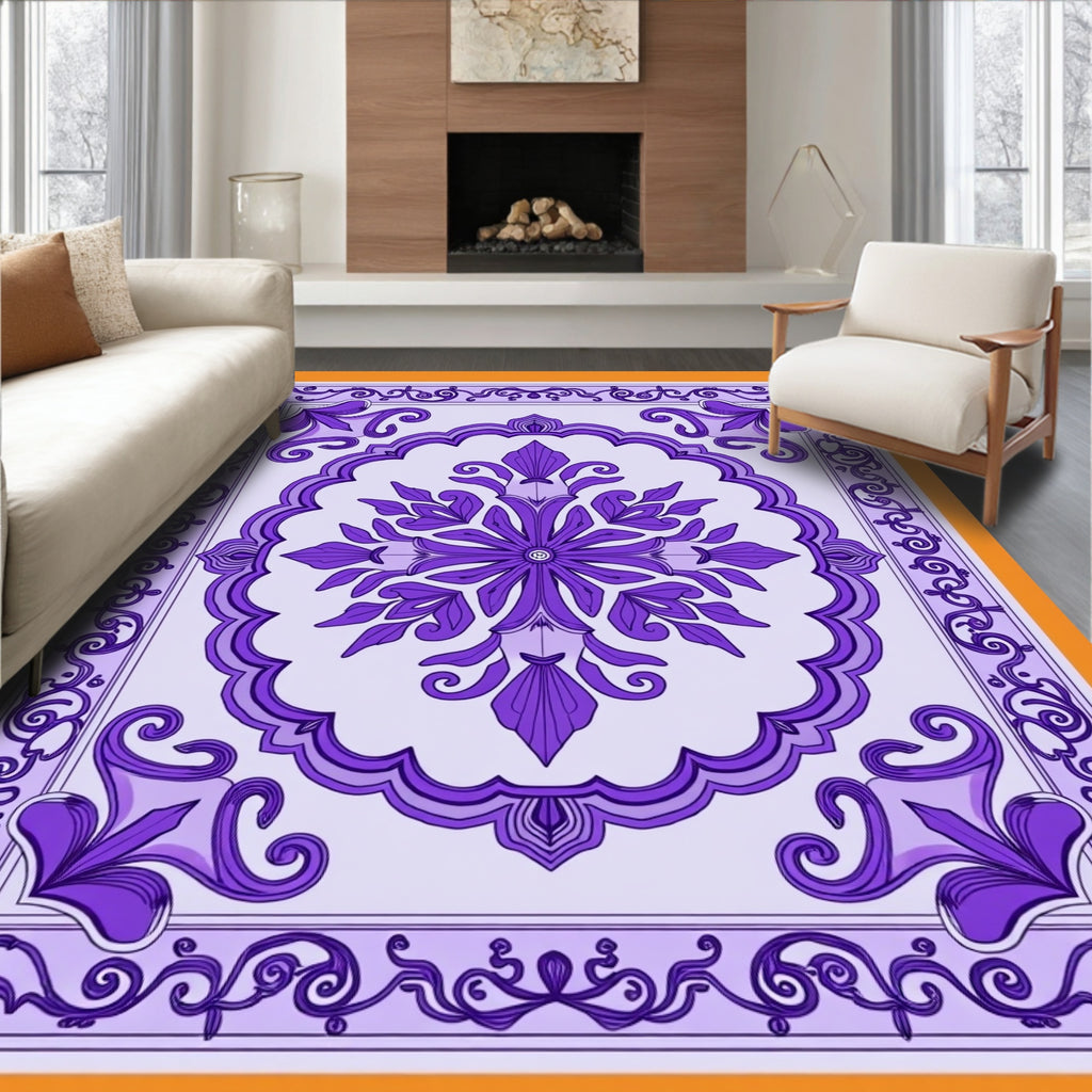 Purple Floral Mandala Rug