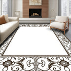 Ornate Floral Scroll Border Design Rug