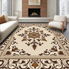 Ornamental Floral Medallion Border Rug