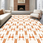 Orange Beige Geometric Interlocking Pattern Rug