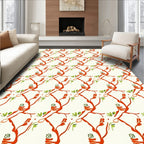 Curving Branch With Leaf Pattern Rug