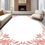Coral Floral Vines Frame Design Rug
