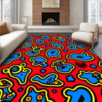 Bold Abstract Blue Yellow Creatures Rug