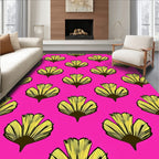 Bright Yellow Fan Flower Pattern Rug