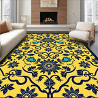 Yellow Floral Vine Intricate Pattern Rug