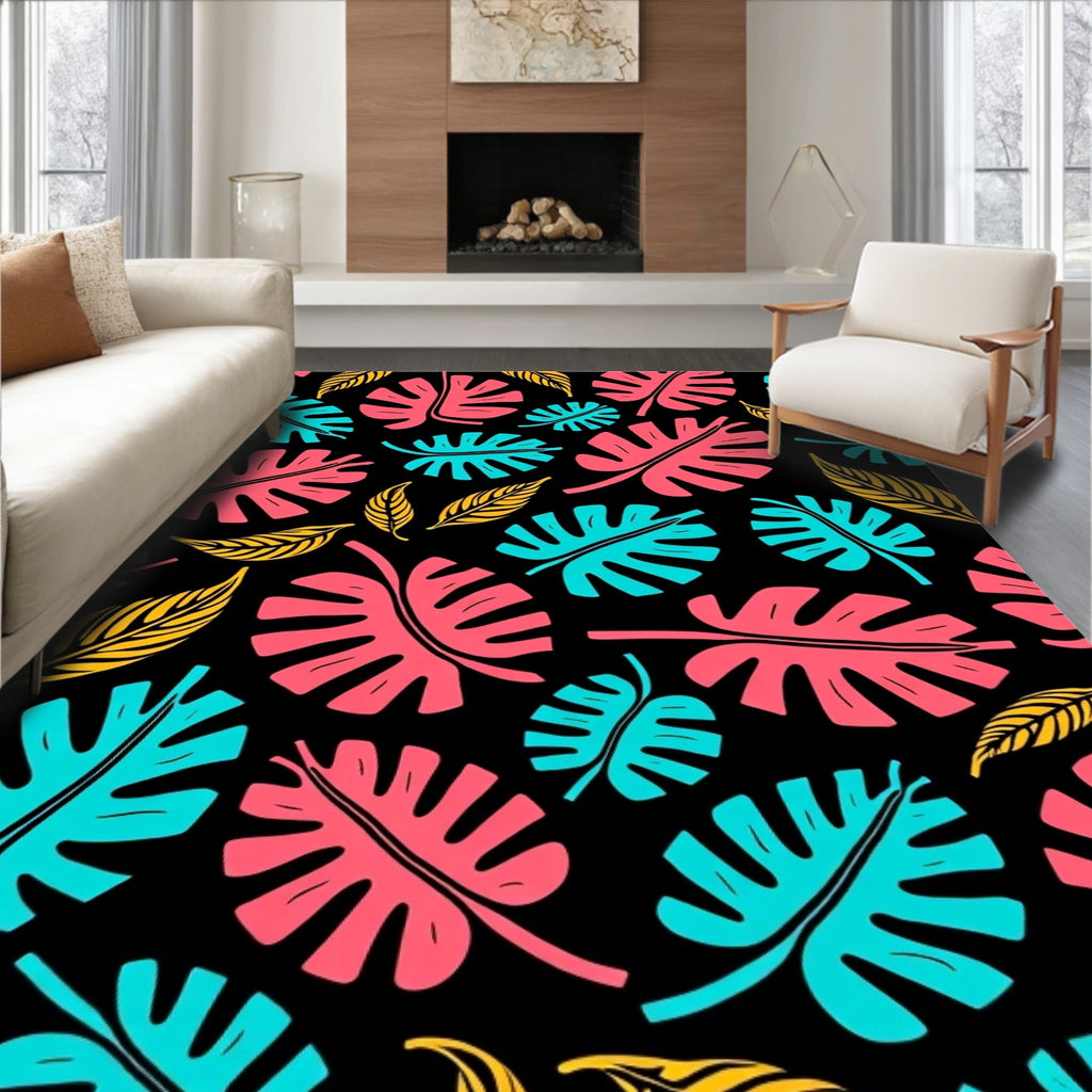 Tropical Leaf Pattern Art Rug