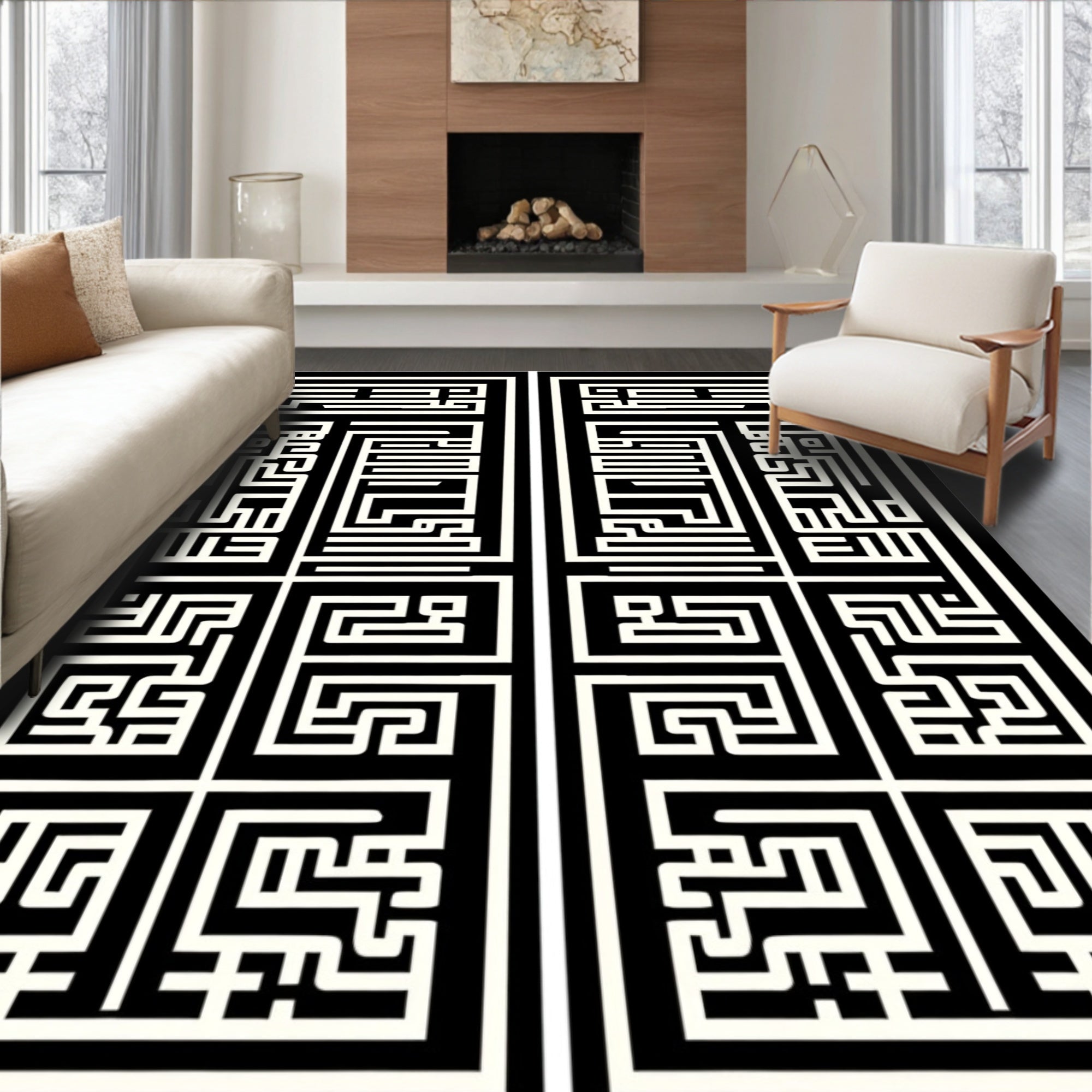 Geometric Maze Modern Pattern Rug