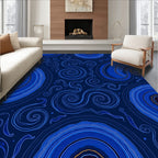Deep Blue Swirl Agate Pattern Rug