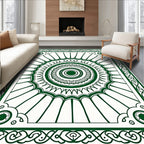Green Intricate Floral Mandala Pattern Rug