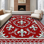 Classic Fleur De Lis Regal Red Rug
