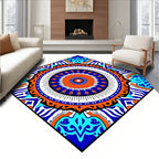 Vibrant Geometric Mandala Diamond Pattern Rug