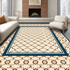 Ornate Patterned Cream Brown Rug