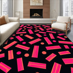 Vibrant Pink Orange Rectangle Circles Rug