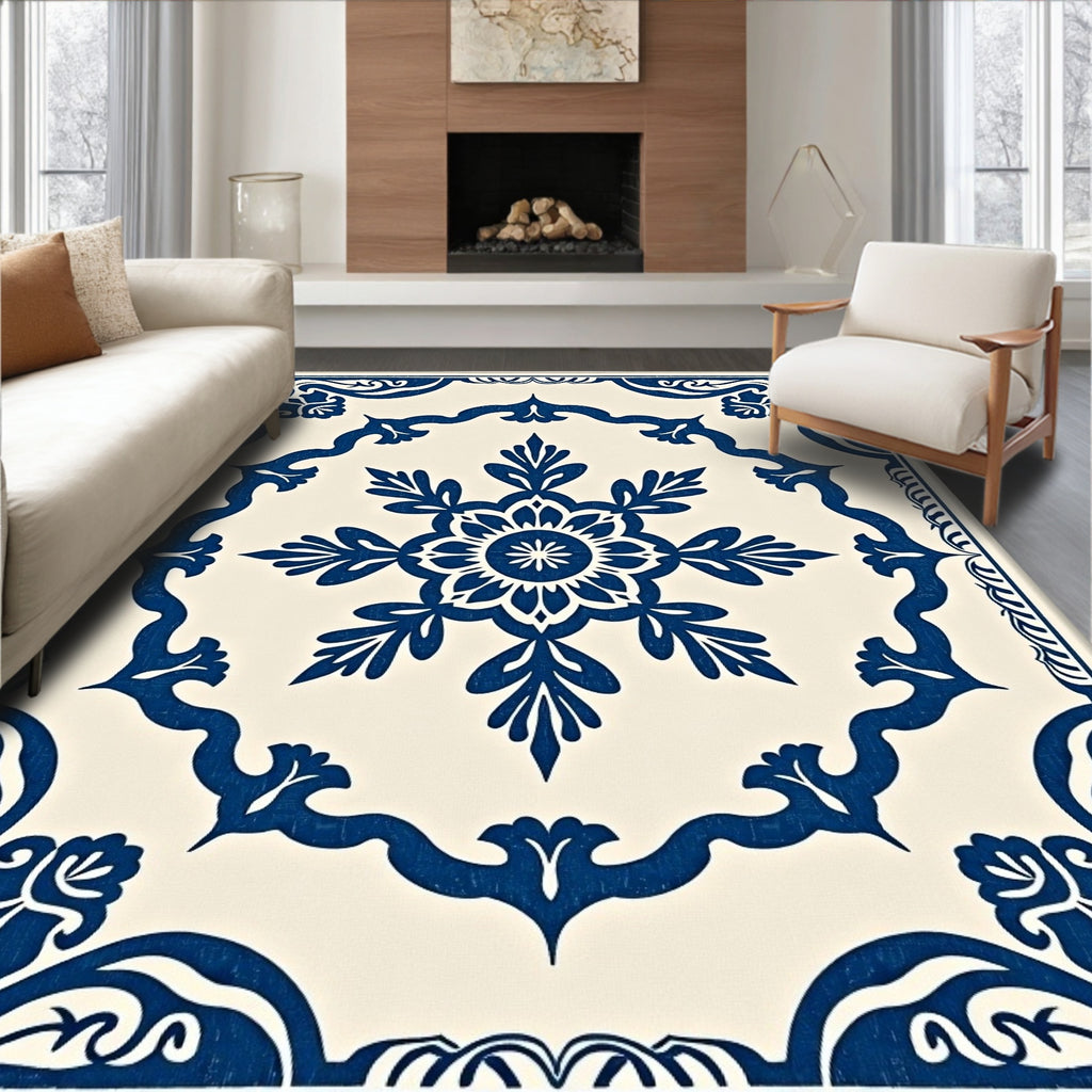 Classic Indigo Floral Medallion Rug
