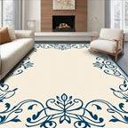Damask Floral Scroll Border Design Rug