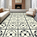 Monochrome Floral Symmetry Design Rug