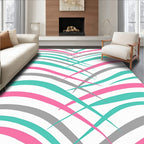 Teal Pink Gray Abstract Waves Rug