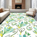 Whimsical Floral Print With Swirls Rug