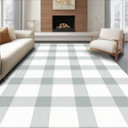 Soft Grey Buffalo Check Pattern Rug