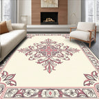 Elegant Floral Scroll Medallion Design Rug
