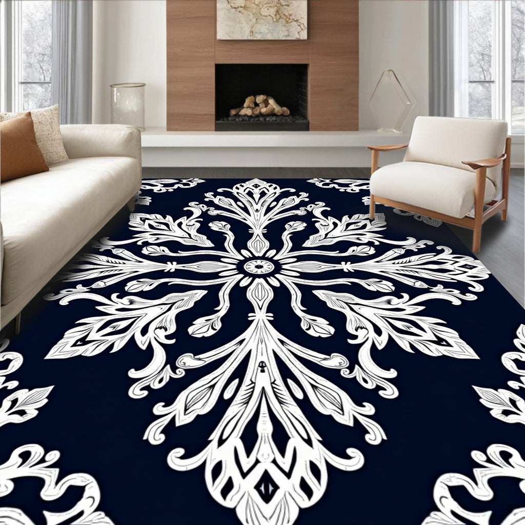 Lace Inspired Floral Symmetry Rug