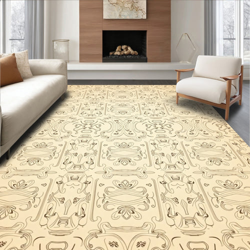 Art Nouveau Floral Scrollwork Pattern Rug